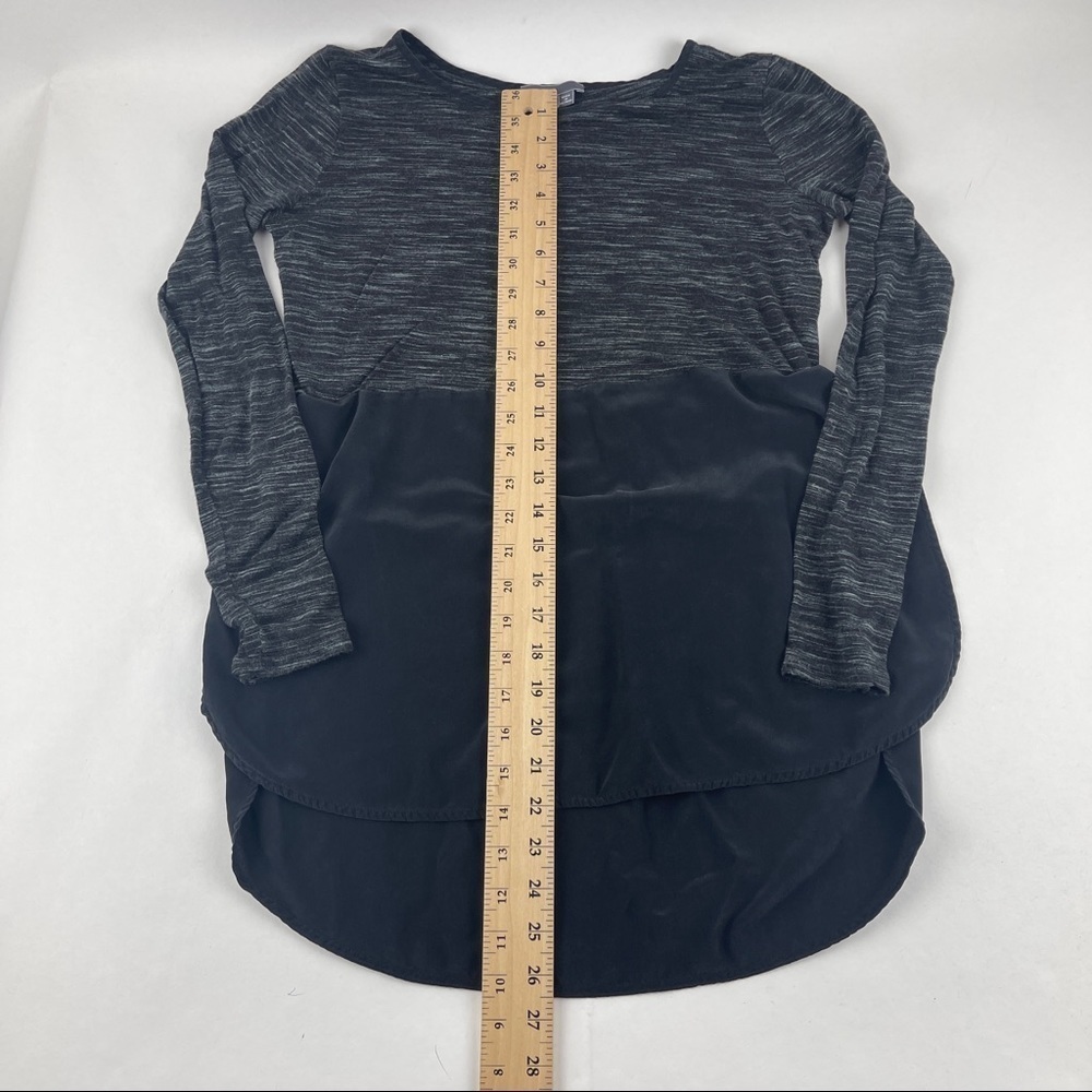 Vince Blouse Womens Small Gray Black Long Sleeve - Picture 5 of 7